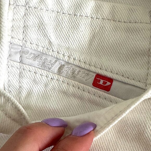 Diesel White Denim Overall Shorts - Size S - Picture 9 of 11